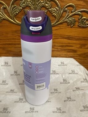 Owalo Insulated Water Bottle in White and purple 24oz